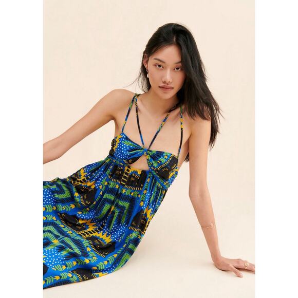 Anthropologie X Joao Incerti Strappy Bandeau Maxi Smocked Halter Dress Plus 1X - Picture 3 of 12